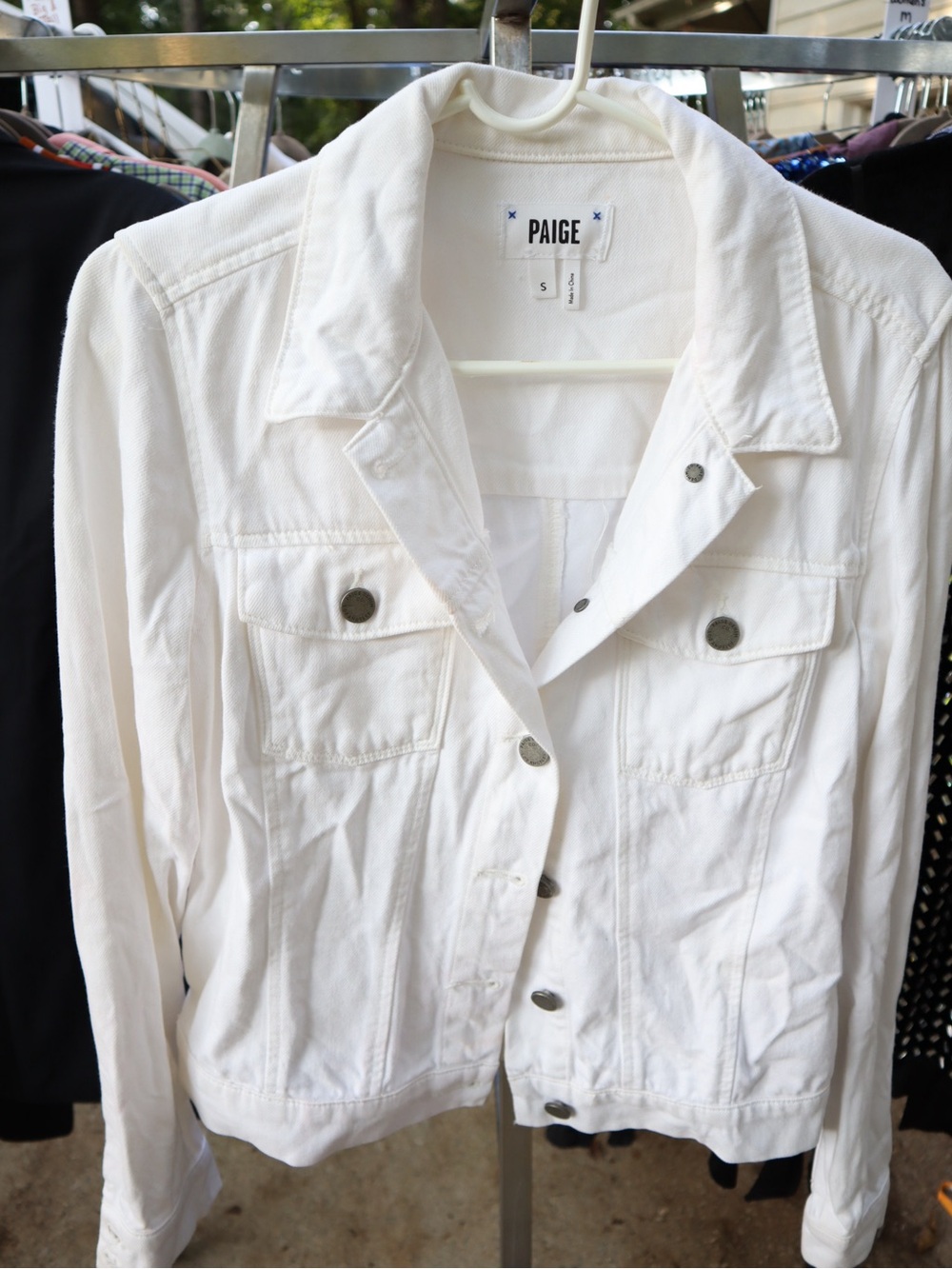 PAIGE White Denim Trucker Jacket